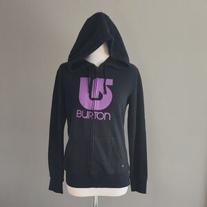 Burton Black Zip-Up Hoodie with Purple Graphic